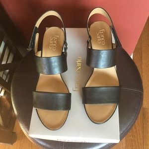 Frano Sarto Black Wedge Sandel - size 9/Darinda